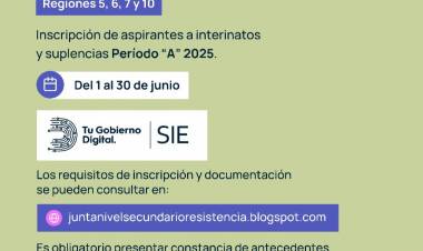 JUNTA DE CLASIFICACIÓN DE NIVEL SECUNDARIO: EN JUNIO ABRE INSCRIPCIÓN PARA INTERINATOS Y SUPLENCIAS 2025 