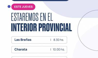 SALUD LLEVA EL PROGRAMA DE SALUD CARDIOVASCULAR A LAS BREÑAS, CHARATA Y CORONEL DU GRATY