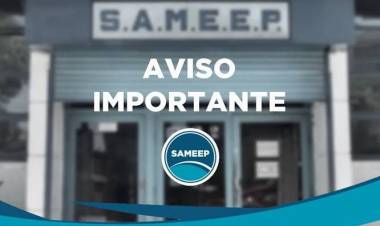 SAMEEP RECORDÓ EL CRONOGRAMA DE VENCIMIENTOS DE LAS FACTURAS DEL SERVICIO HASTA FIN DE AÑO