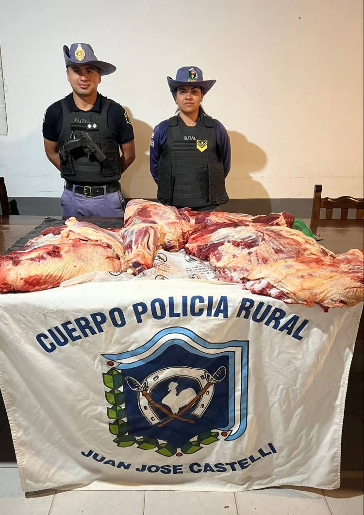 SECUESTRAN UN ARMA DE FUEGO Y 80 KILOS DE CARNE FAENADA DURANTE CONTROLES RURALES