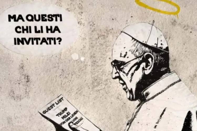 EL MURAL DE LA BANKSY ITALIANA QUE CUESTIONA LA LISTA DE INVITADOS AL FUNERAL DE FRANCISCO: "¿QUIÉNES SON ESTOS?"