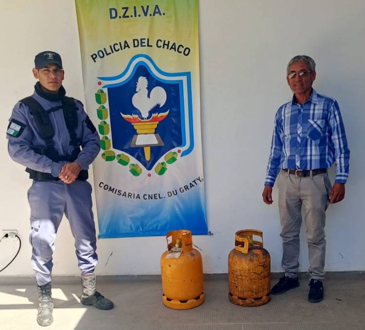 RECUPERAN DOS TUBOS DE GAS Y DETIENEN AL AUTOR