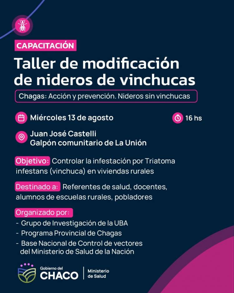 CASTELLI: SALUD CAPACITARÁ A LA COMUNIDAD SOBRE TRATAMIENTO Y PREVENCIÓN DE VINCHUCAS