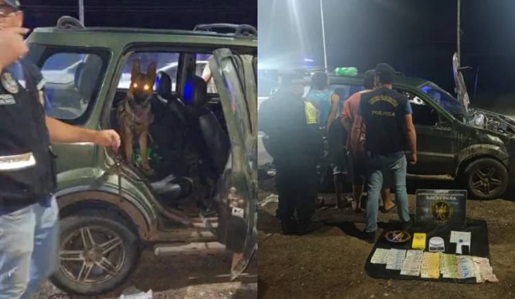 DOS DETENIDOS QUE LLEVABAN CASI UN KILO DE COCAÍNA Y MÁS DE $ 300 MIL EN UNA CAMIONETA