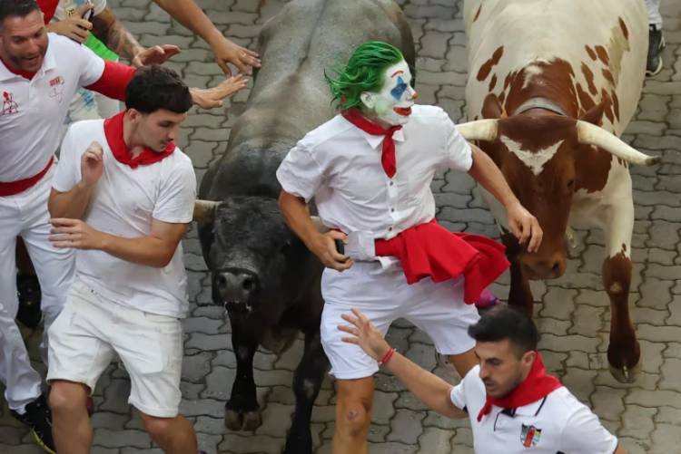 SANCIONARON EN ESPAÑA AL “JOKER” POR GRABAR CON EL CELULAR Y TOCAR A UN TORO