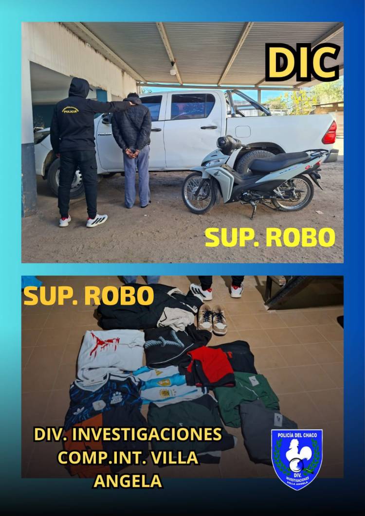 VILLA ÁNGELA: INVESTIGACIONES ESCLARECIÓ DOS HECHOS DELICTIVOS Y RECUPERÓ LOS BIENES SUSTRAÍDOS